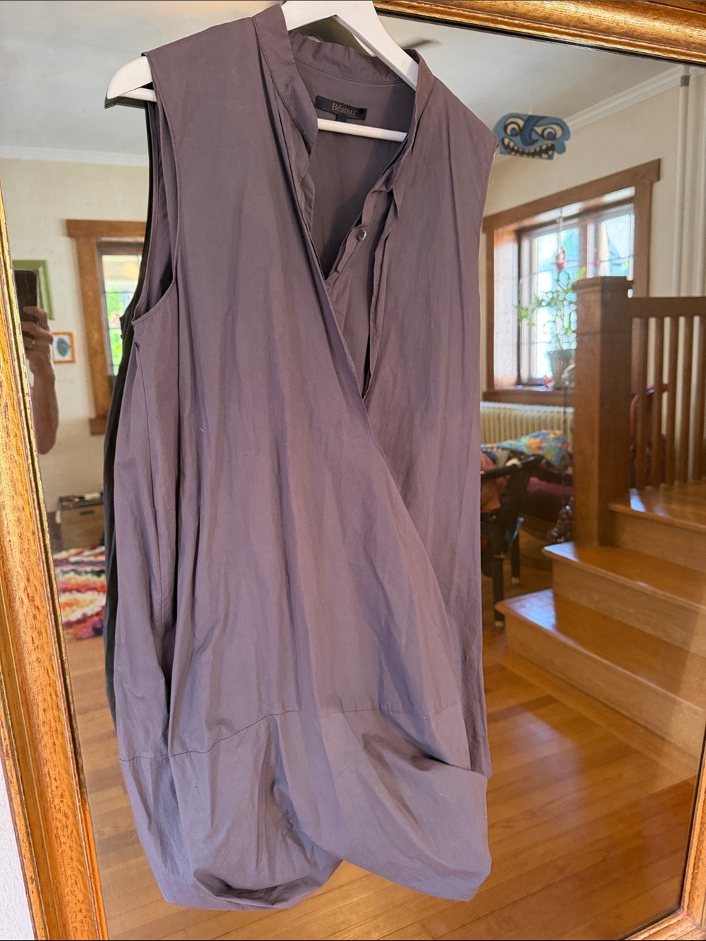 Sleeveless Wrap-Front Dress in Dusty Grey
